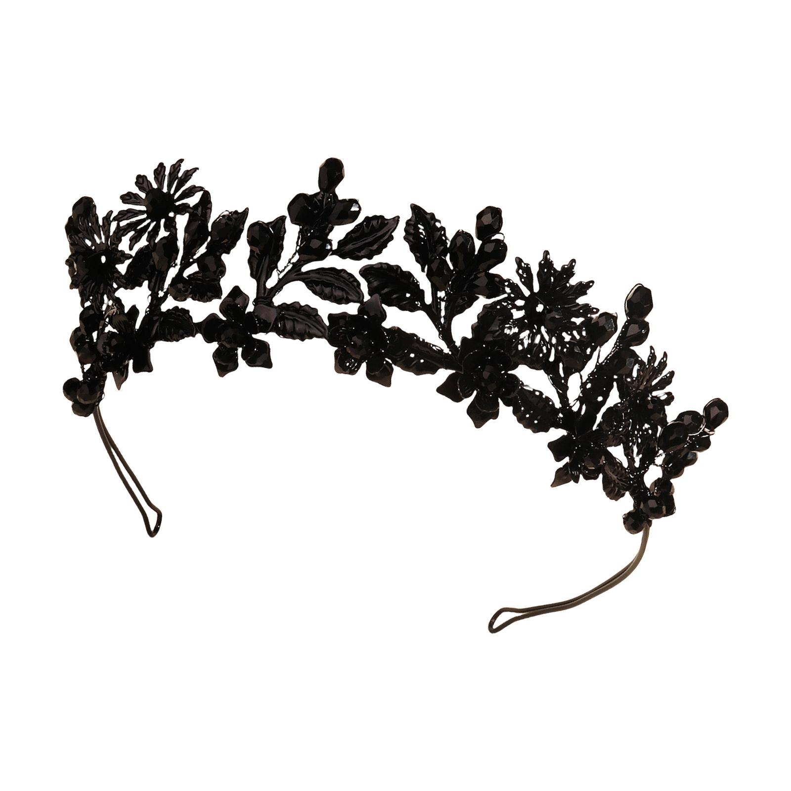 

Свадебный обруч для волос Девочка День рождения Элегантный конкурс Плетеный Кристалл Девочка Костюм Короля Головной убор Хэллоуин Повязка на голову чёрный