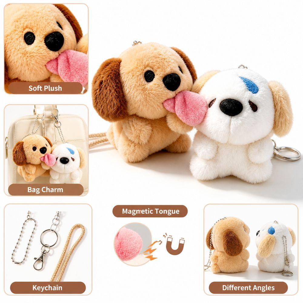 Plush Dog Bag Charms Magnetic Connection Magnetic Dog Toys Creative Gift Puppy Pendants