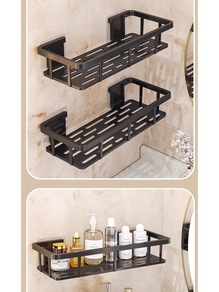 No-Drill Wall-Mounted Bathroom Storage Rack for Dormitories