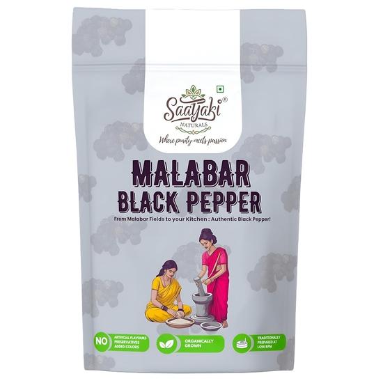 Saatyaki Naturals Органический черный перец - 800 г | Цельный черный перец, Малабарский перец, Черный перец | Без ГМО, Без глютена 800GM