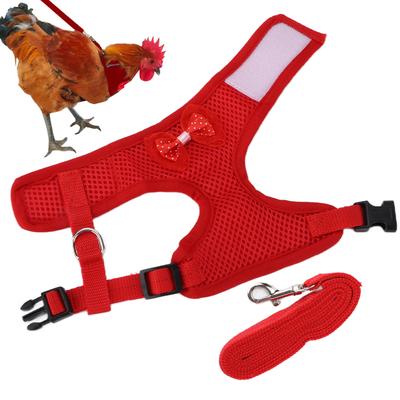 Verstellbares Hühnergeschirr & Leine, Weiches atmungsaktives Netz, Klettverschluss für Hähne, Hennen, Outdoor Haustier Hühner Laufzubehör