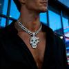 Pirate Skull Full Diamond Pendant, Niche Personality, Cuban Chain Necklace, Hip-hop Jewelry