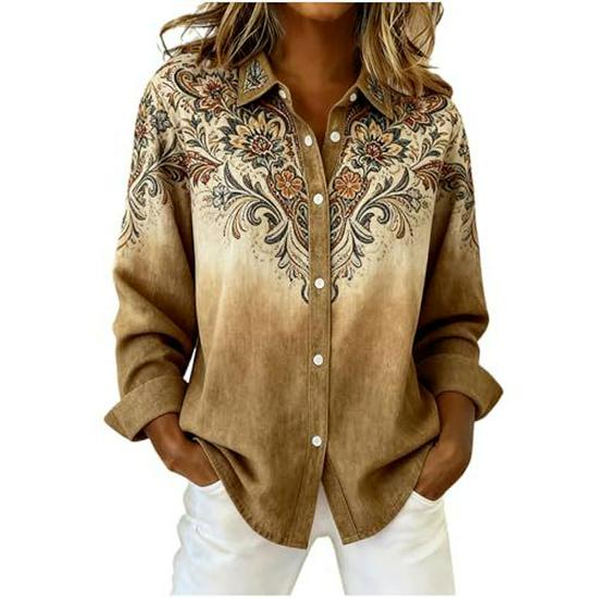 2025 Summer Women's Unique Plaid Print Long-Sleeved Shirt