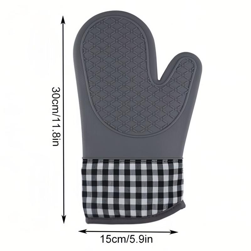 Silicone Heat-Resistant Oven Gloves: Thickened, Lengthened, Cotton-Lined for Baking & Microwave
