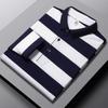 Gestreiftes Baumwollhemd für Herren mittleren Alters, langärmeliges T-Shirt für Herren mittleren Alters, ST-Shirt