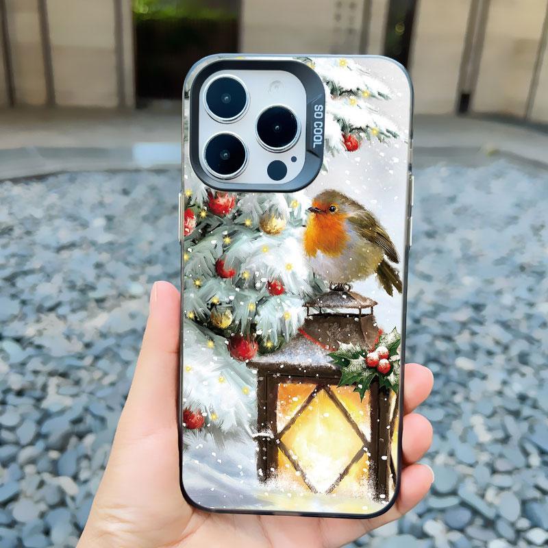 Christmas Snow Tree Phone Case For iPhone 16 Pro Max 15 14 13 12 11 Pro Max 13 Mini 15 14 Plus Shockproof Laser Back Cover Funda