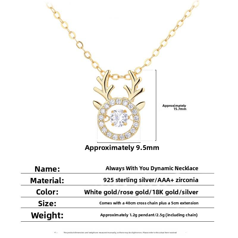 Christmas Diamonds Moissanite Romantic Deer Antler 1ct Pendant S925 Sterling Silver Rhodium Plated Choker for Necklace