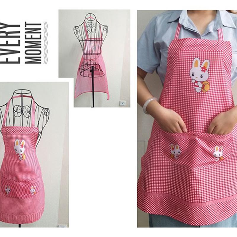 Cute Little Rabbit Print Apron With Waterproof Fabric And Front Pocket Perfect For Home Kitchen Cooking Baking