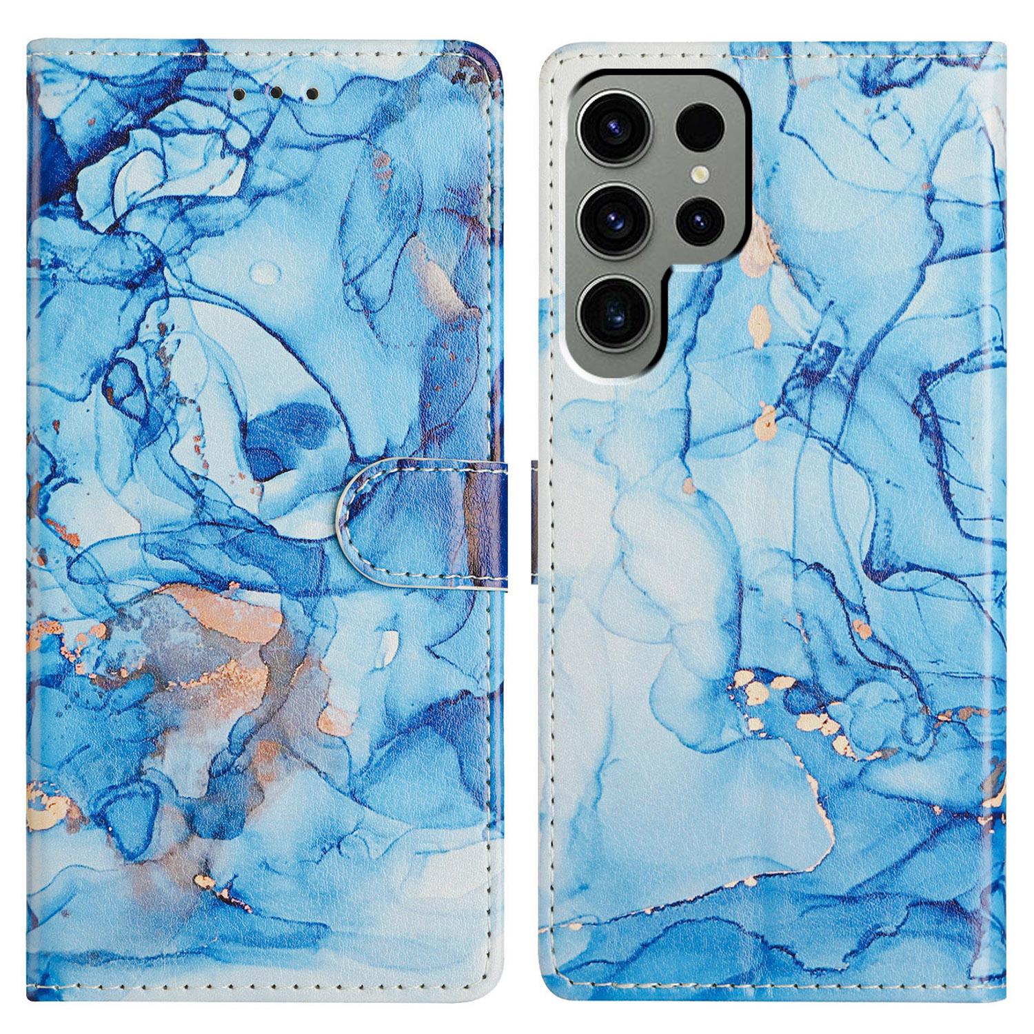 

For Samsung Galaxy S24 Ultra Wallet Phone Case PU Leather Flip Cover with Stand Card Holder Painted Design H