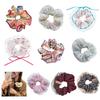 Lace Trim Floral Hair Scrunchies Women Hairband Elastic Ponytail Holder Headband