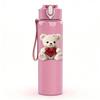 1PC Teddy Bear Toy Group Cartoon Print 750ml Color Plastic Sports Water Bottle Leakproof Flip Straw Lid Suitable for Sports Office Home Use