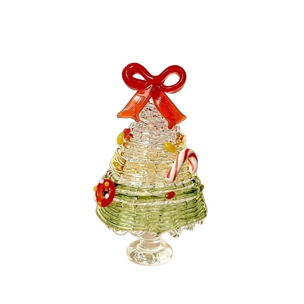 Home Decor Christmas Tree Figurines Brushed Glass Christmas Decoration Crystal Christmas Tree Gift