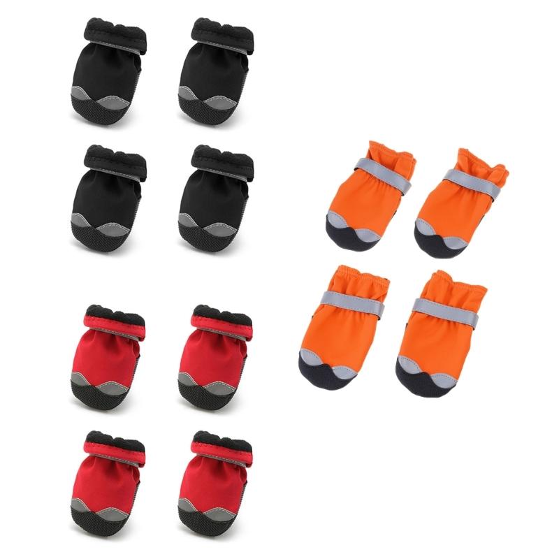 Dogs Booties Waterproof Dogs Shoe with Reflective Striped for Night Walk Nonslip
