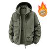 Men's Hooded Japanese Style Multi-Pocket Fleece-Lined Workwear Jacket