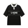 Li Ning Polo Shirts Men's Black Polo Collar Moderate Straight Fit APLW863-3