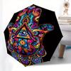 Colorful Hamsa Hand   Spiritual Protection & Good Luck Symbol Poster Print for Home,Umbrella, Portable 3 Fold Compact Umbrella for Men & Women