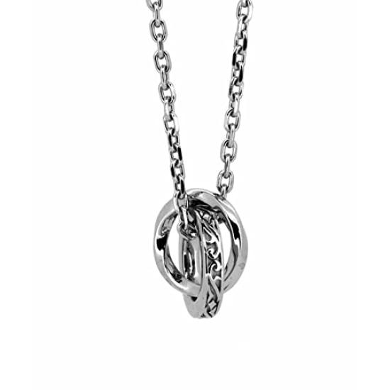 Lionheart Tri Necklace with Mane and Double Rings, Surgical Stainless Steel and Silver, Pre-Wrapped, Includes Custom-Made Pouch, Men's Brand