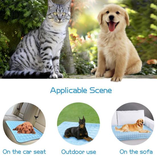 Pet House Ice Silk Cooling Fabric Anti-Slip Edging Soft Quilted Summer Pet Cooling Pad Joint Protection Cooling Pet Cushion