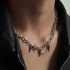 Punk Metal Kegelförmiger Anhänger Halskette für Damen Minimalistisch Gotisch Silberfarbe Weidennagel Quaste Kette Schlüsselbein Kette Schmuck