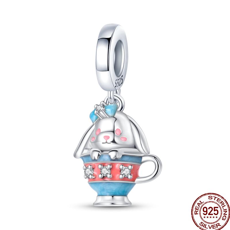 Copper Dessert Afternoon Tea Series Pink Zircon Sweets Playground Series Suitable Fit Pan Original Bracelet Diy