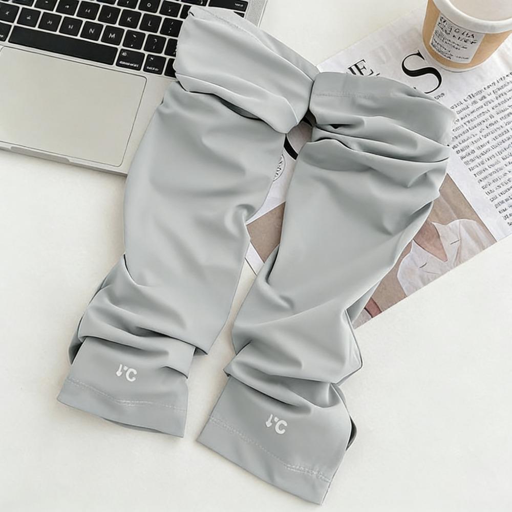 1 Pair Summer Cooling Arm Sleeves Fingerless UV Protection Ice Silk for Men Women серый