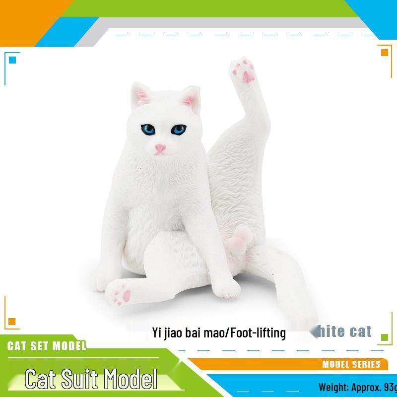 Children's Kitten Model Set: Ragdoll Cat, Lazy Orange Cat, Paw-Up Grey Cat, Sleeping Calico Cat, Lying Siamese Cat Figurines.