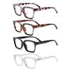 4pcs  Multi-color Oversized Square Reading Glasses Men Women Large Frame Fashion Presbyopia Eyeglasses Diopter +1.0~+3.0