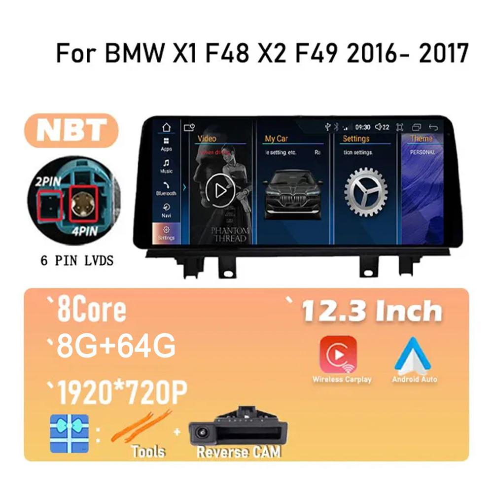 IPS New Android 14 For BMW X1 F48 X2 F49 (2016- 2017)  Car Player GPS Navigation Multimedia Video NBT & 2018 -2020 EVO System