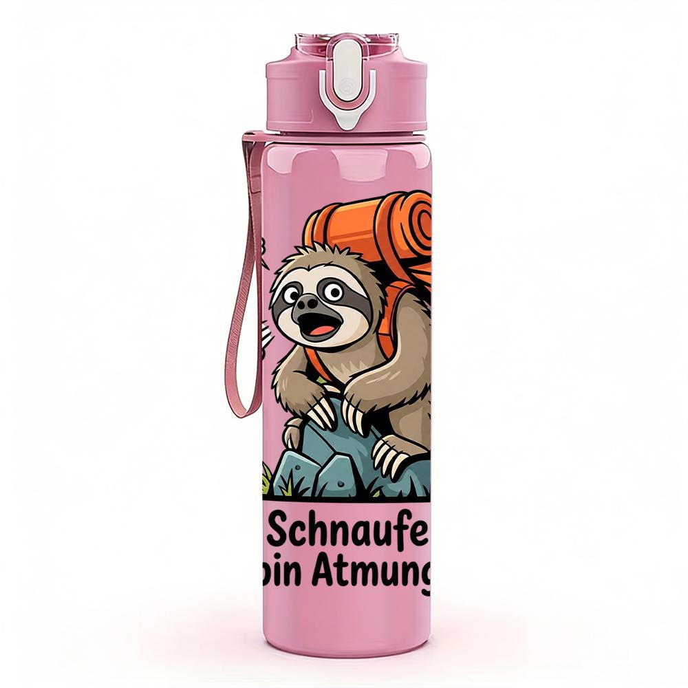 1PC Backpack Sloth German Quote Graphic,750ml Color Plastic Sports Water Bottle,Leakproof Flip Straw Lid,Suitable for Sports Office Home Use