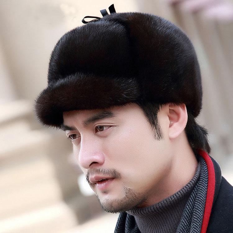 

Мужская норковая меховая шапка, новая мужская норковая меховая шапка, зимняя теплая шапка-цилиндр, головной убор, шапка-берет из натурального меха норки для мужчин 59-60cm чёрный