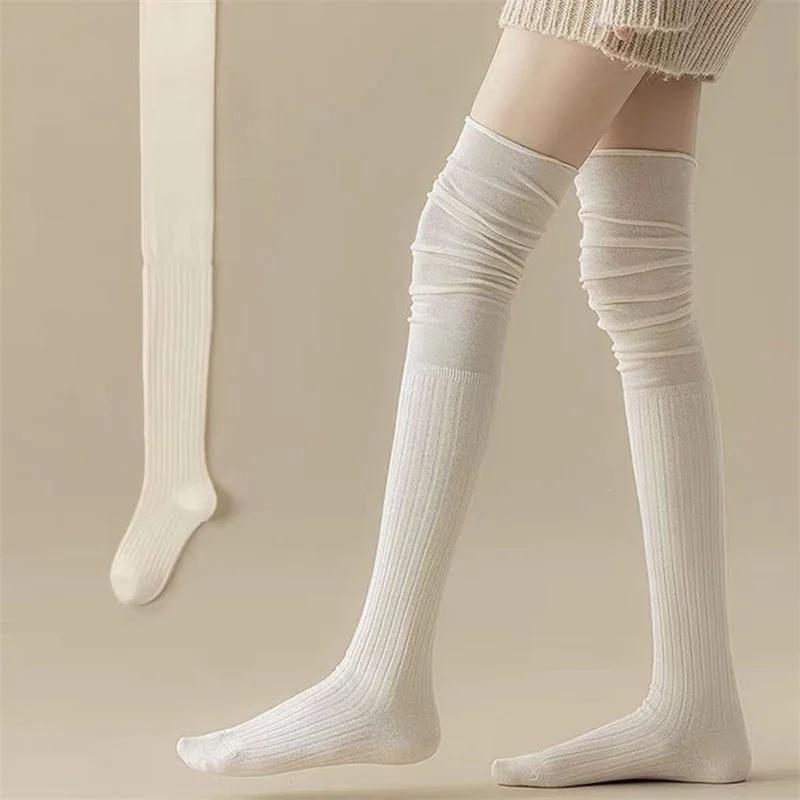 

Women s High Solid Colour Patchwork Socks High Elasticity Stockings Knee High Socks Thin Long Stacked Socks One Size