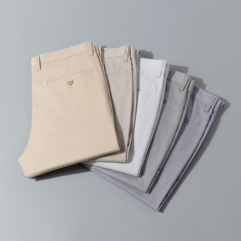 Men's Casual Pants Business Drape Breathable Spring and Autumn New Fashion Versatile Slim Straight Pants Green Pants Men