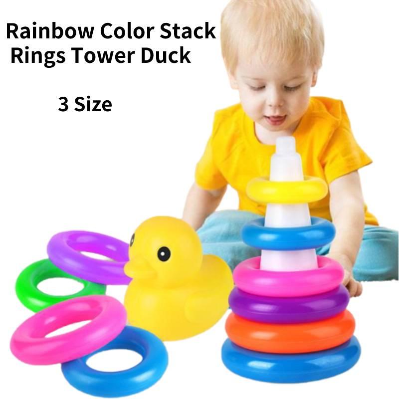 Jenga Rainbow Color Ring Stacking Tower Duck Tub Play Toys Baby Development