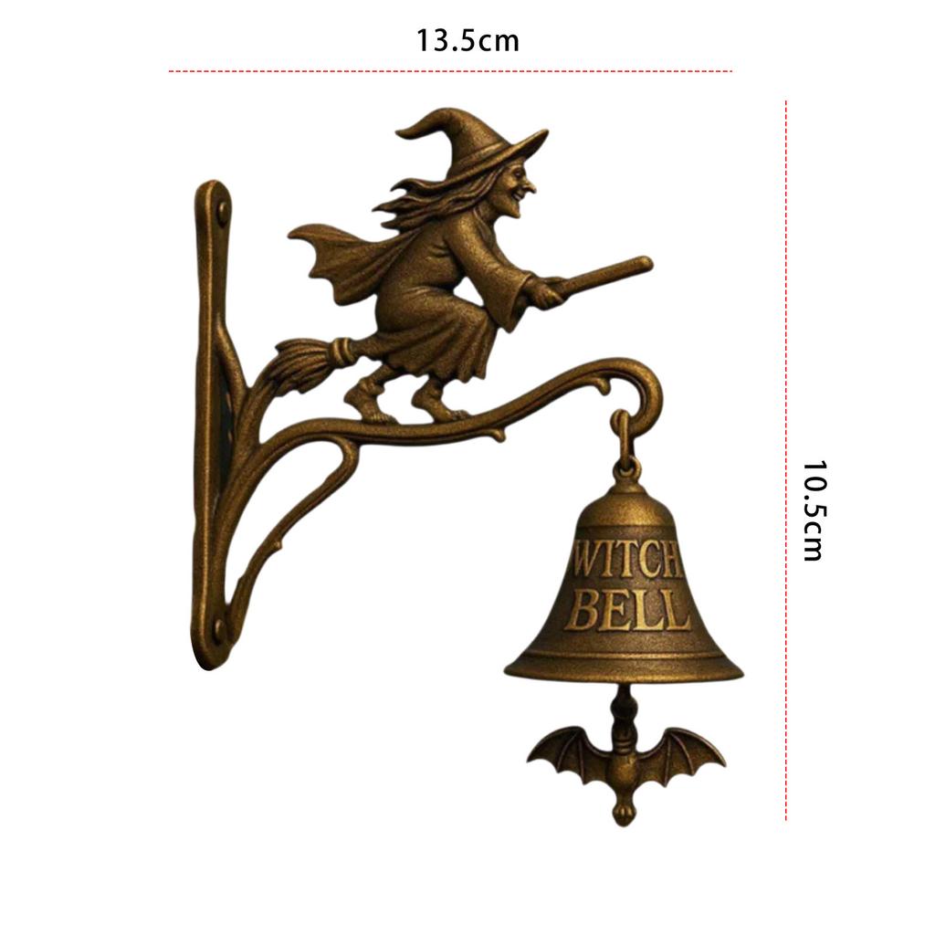Vintage Witch Doorbell Multi-Purpose Halloween Witch Bells Wear Resist Broom-Riding Witch Bell for Front Doors Porch