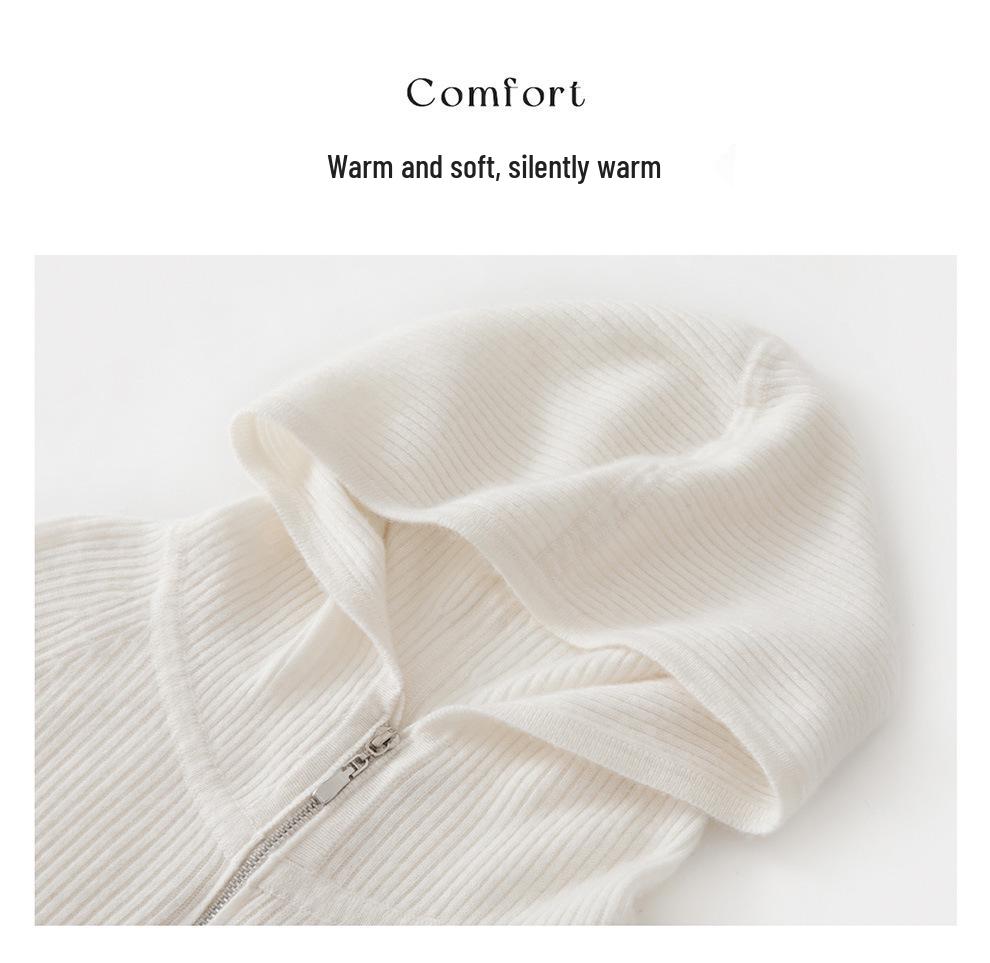 Women's Hooded Cashmere Pullover Sweater - Autumn/Winter, Loose Fit, Long Sleeve, Thick Knit Base Layer