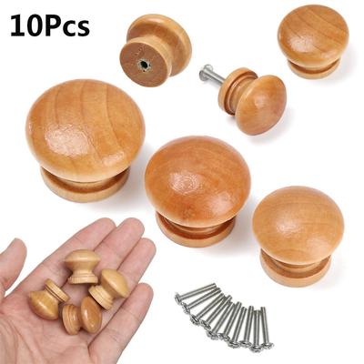 10pcs Kitchen Cabinet Dresser Round Shape Wardrobe Pulls Door Handle Natural Wooden Cabinet Pulls Drawer Knob