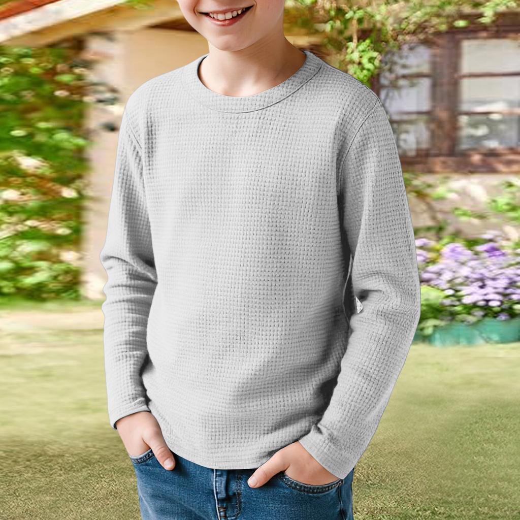 Kids Sweatshirt Boys Long Sleeve Shirts Soild Casual Pullover Shirt Outdoor Fall Clothes For Teen Boy