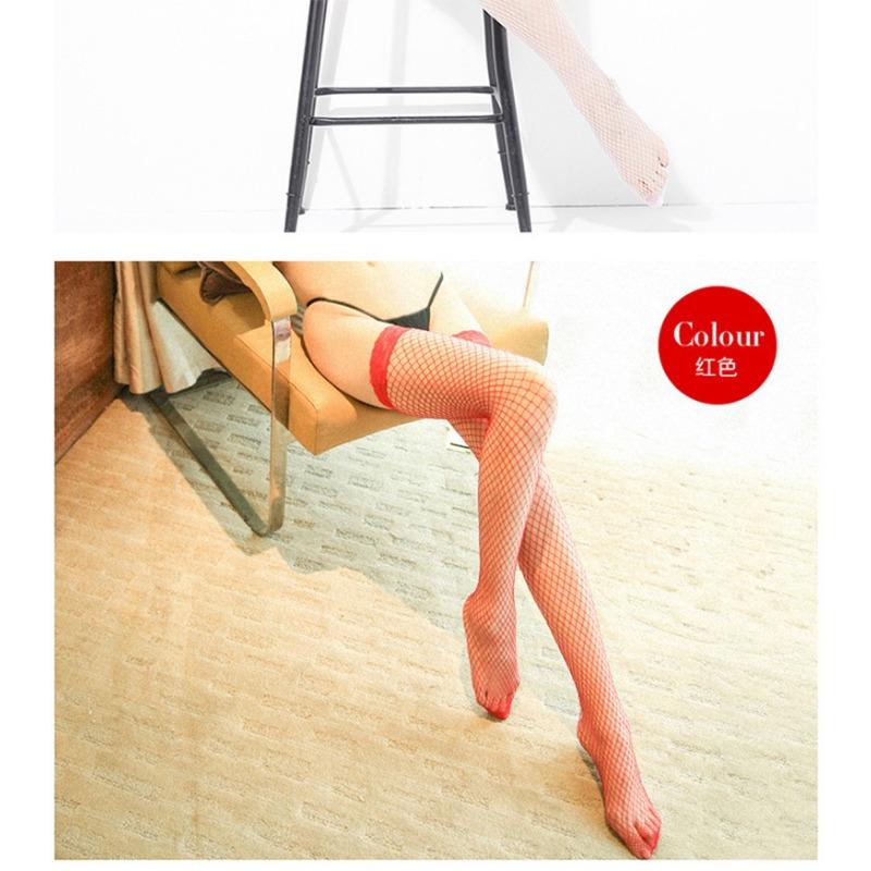 Women Sexy Lace Trim Fishnet Thigh High Over Knee Stockings