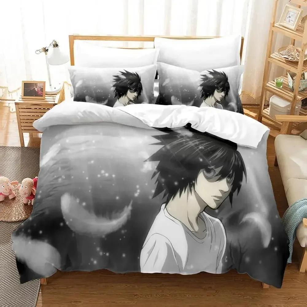 New Death Note Bedding Set Single Twin Full Queen King Size Bed Set Adult Kid Bedroom Duvet Cover Sets 3D Anime Bed Sheet Set