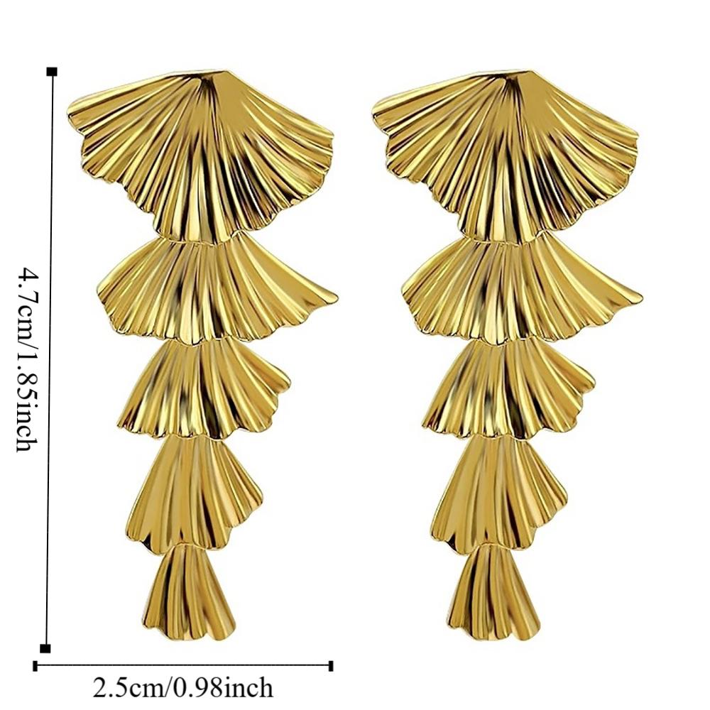 Hook Piercing Fan Tassel Earrings Elegant Exaggerated Earrings Vintage Long Earrings  Women