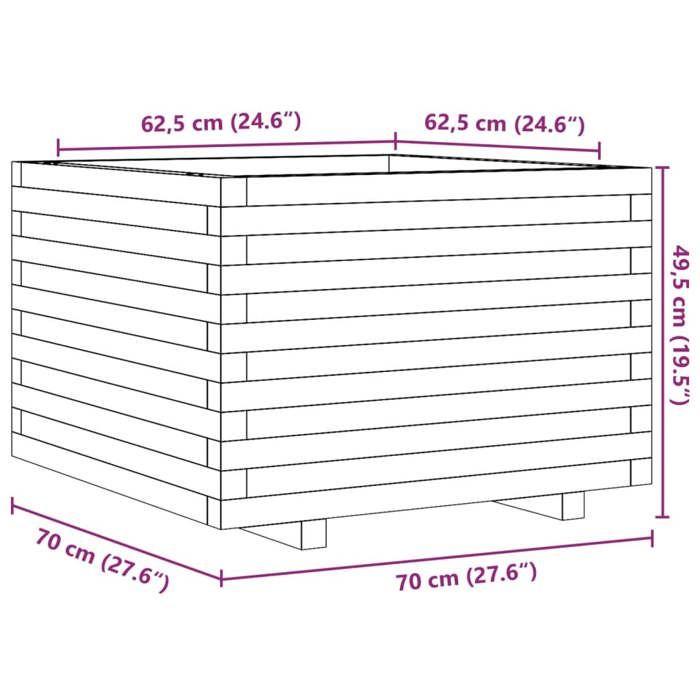 VidaXL Jardinière blanc 70x70x49,5 cm bois de pin massif, jardinière d'extérieur, bac à fleurs, boîte à plantes, jardinière 847364