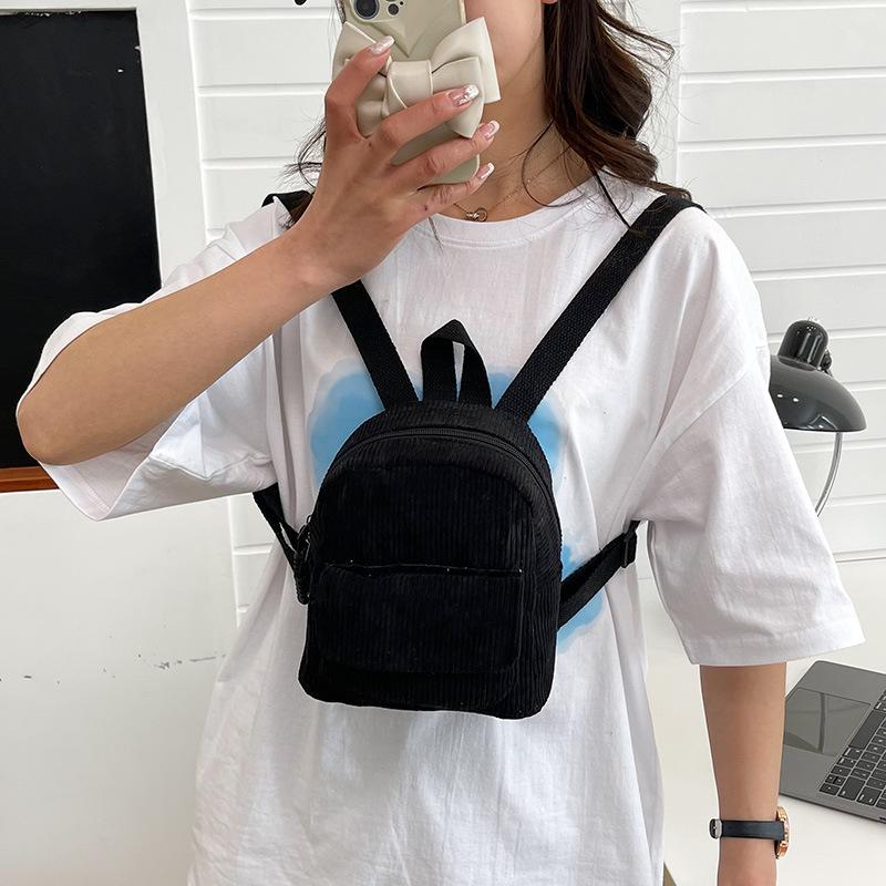 Schoolbag Women's Bag Corduroy 1011 New Backpack Korean Version Fashion Personalized Backpack Popular Bag One Piece