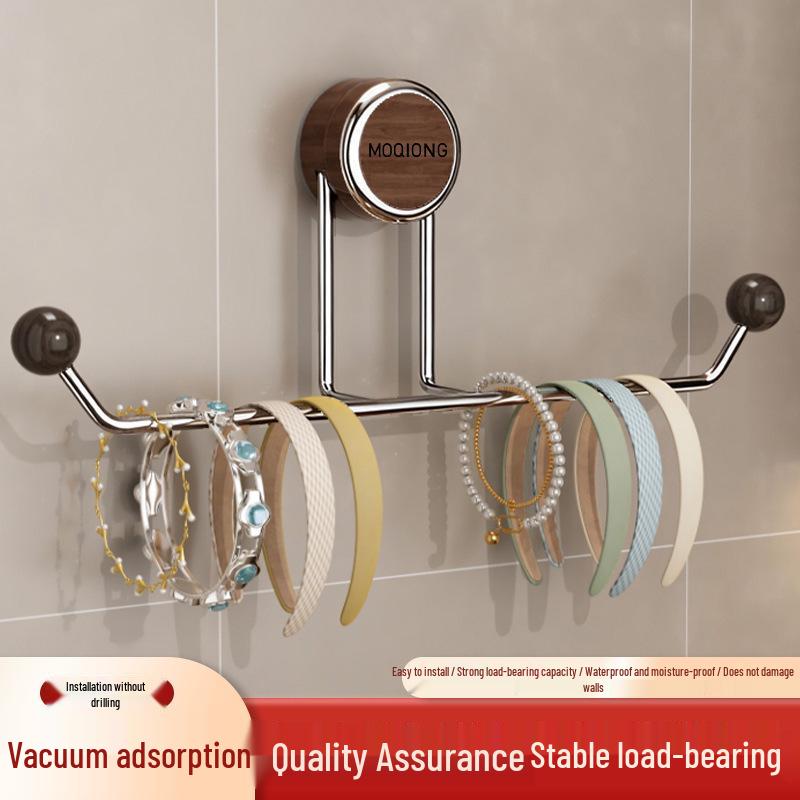 Stainless Steel Double Ball Adhesive Hook, Punch-Free Wall-Mount with Vacuum Suction for Bathroom
