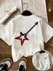 Star Shape Electric Guitar Graphic T Shirt Women Rock Music Print Tee Y2K Harajuku Casual Short Sleeve Loose Summer Top Vintage