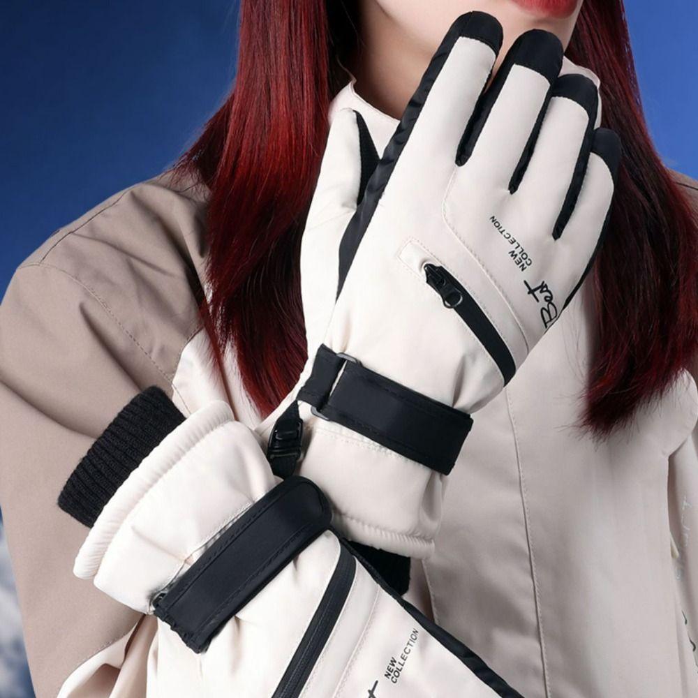 Card Holder Winter Ski Gloves with Storage Bag Thicken Gloves Outdooor