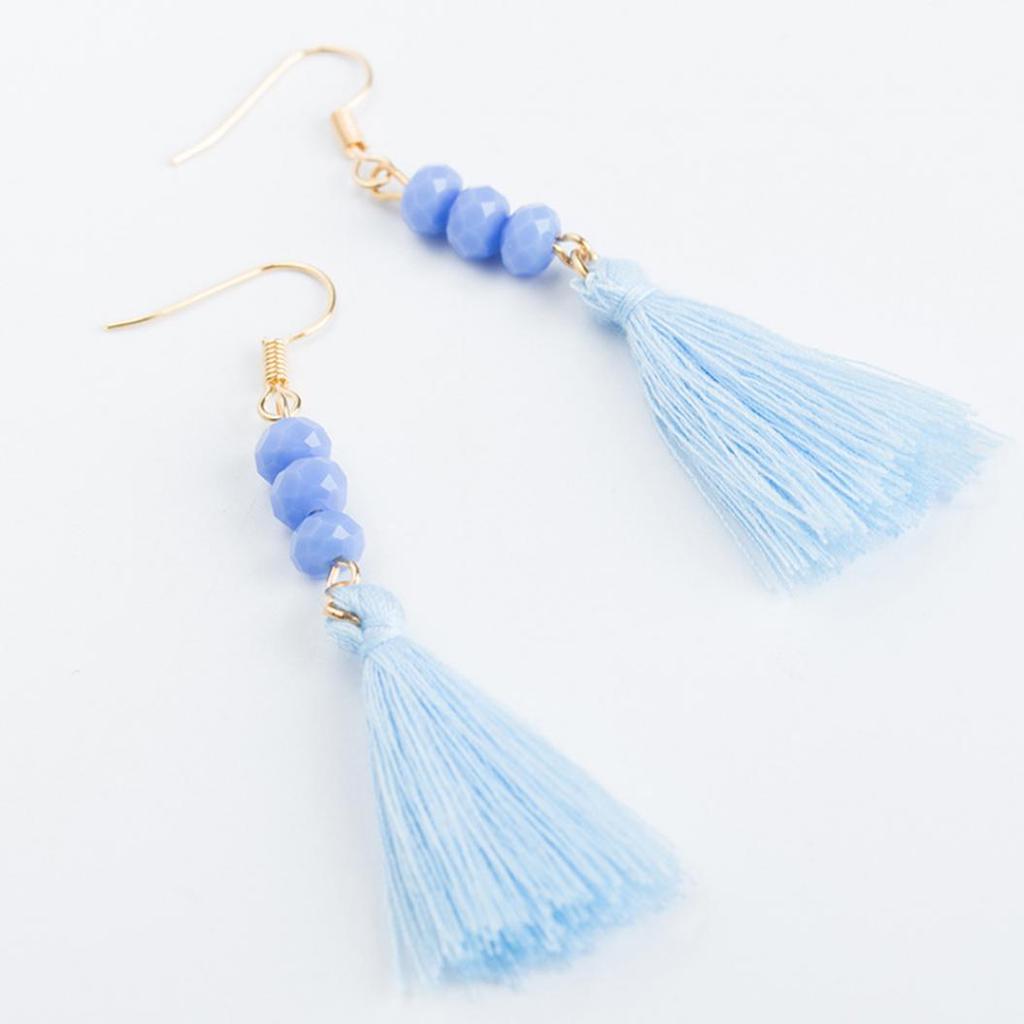 Bohemian Acrylic Bead Women Girls Tassel Hook Earrings Long Dangle Party Jewelry