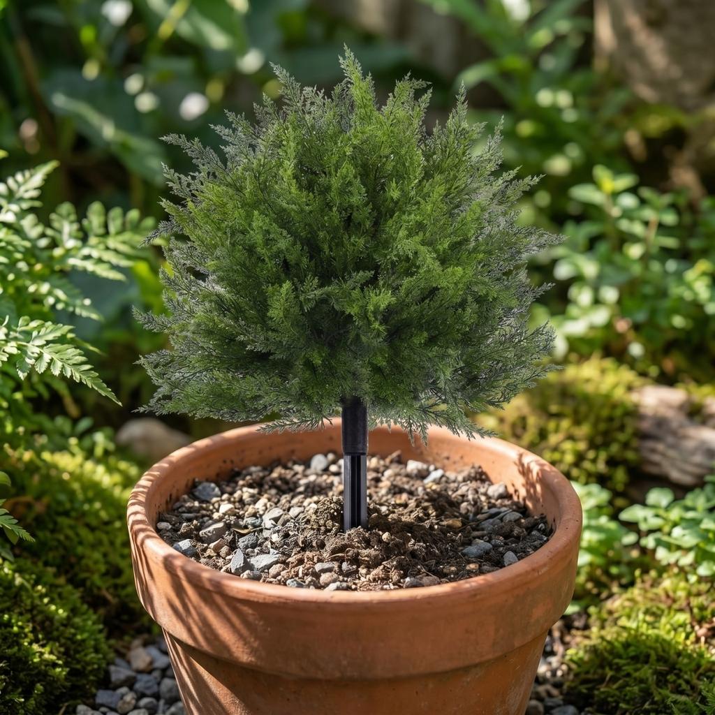 Artificial Five Branch Cypress Leaf Garden Decoration with Ground Stake Realistic Texture and Durable Outdoor Use Suitable for Patio Balcony Lawn