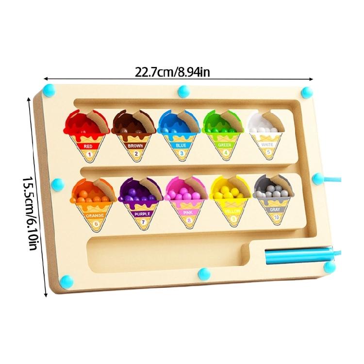 Fine Motor Skills Magnetic Maze Game Wood Number Learning Toy Tracing Number Maze Counting Board for Children Enduring