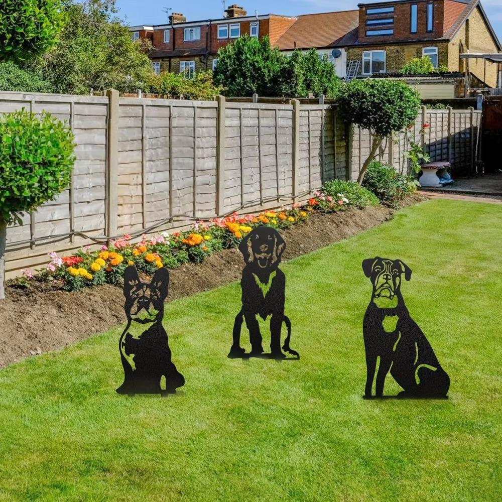 Dog Metal Art Garden Statues- Stylish Backyard Lawn Stakes for Festival Decorations