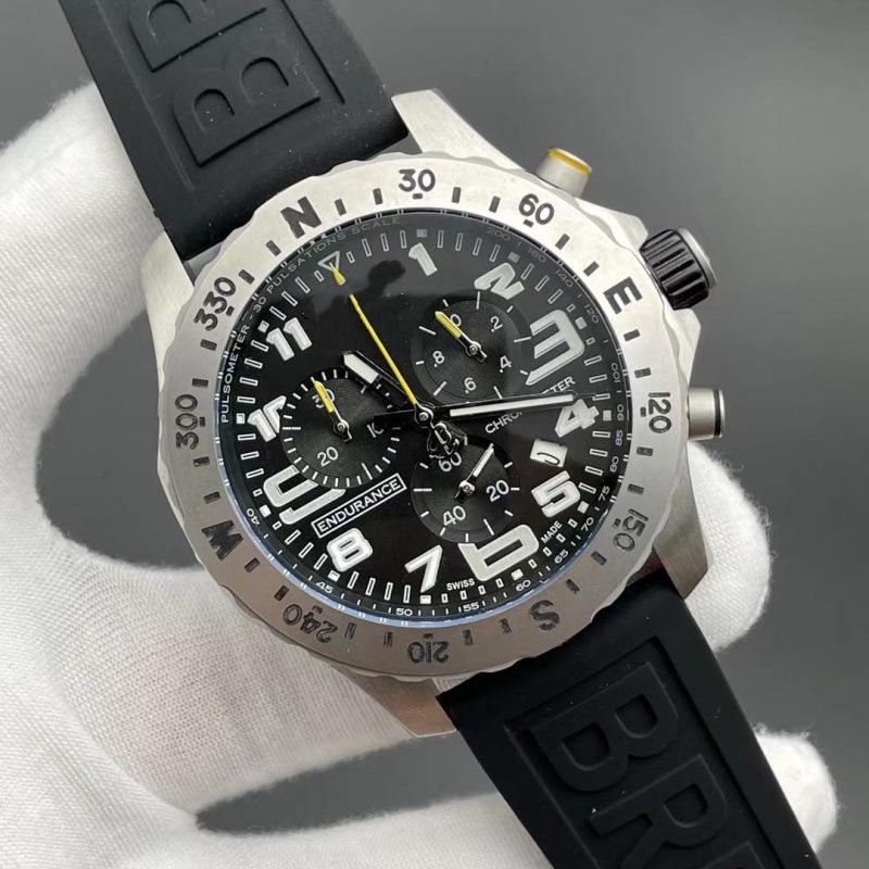 2025 Century BN Men's Quartz Chronograph Watch with Leather Strap and Euro Gear Ring Rubber Wristband